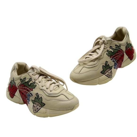 Gucci Rhyton Monogram Strawberry Fields Sneakers sz 38 8 GG-S0207P-C008 - Picture 1 of 10